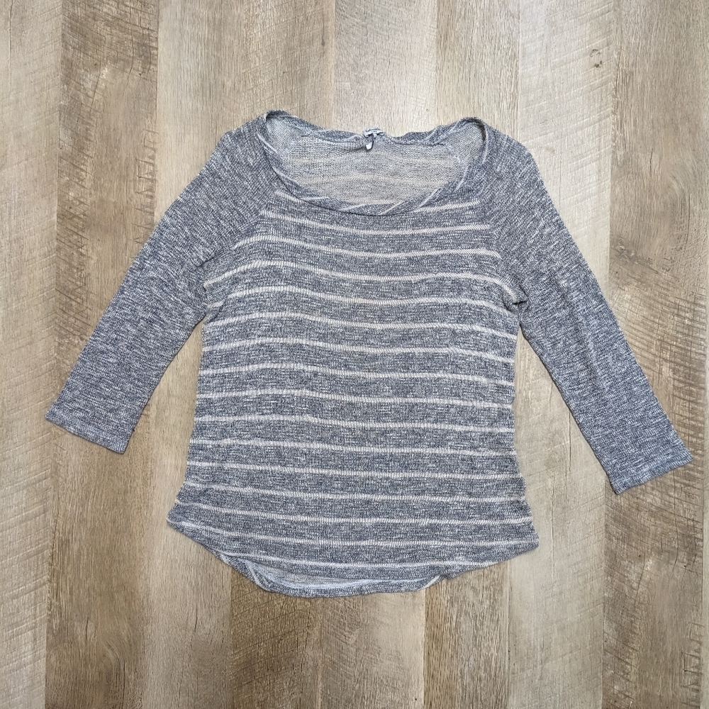 Splendid Gray and White Striped Sweater Top Size Large